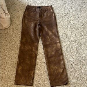 Christopher Blue Leather Brown Straight Leg Jeans
